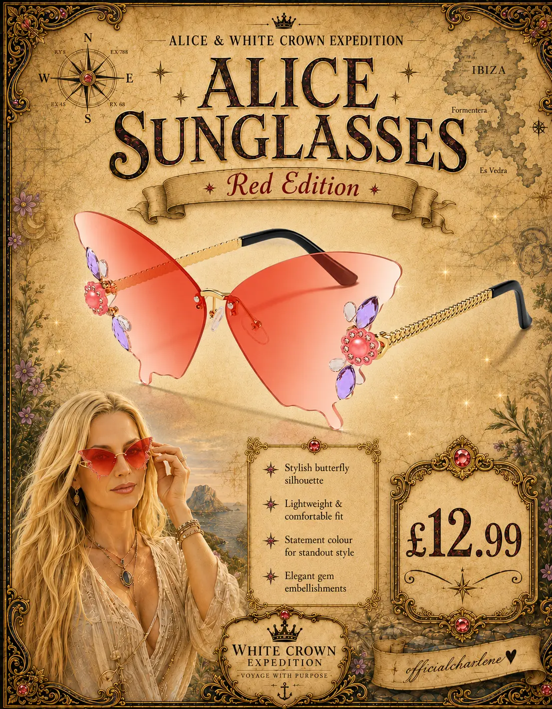 Alice Butterfly Sunglasses — Red