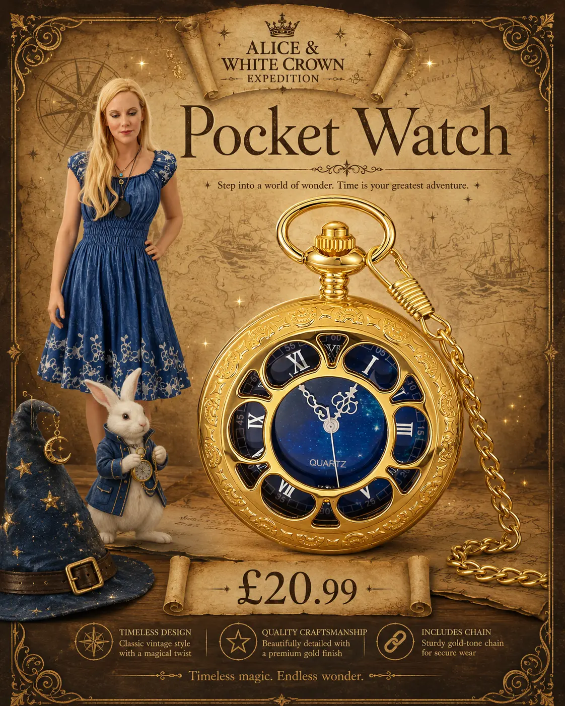 Alice Blue Pocket Watch