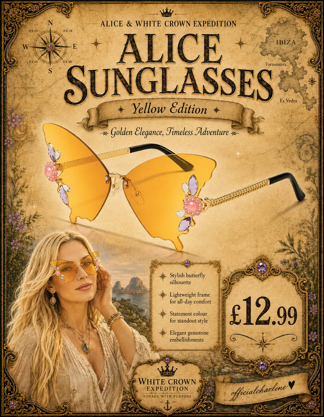 Alice Butterfly Sunglasses — Yellow