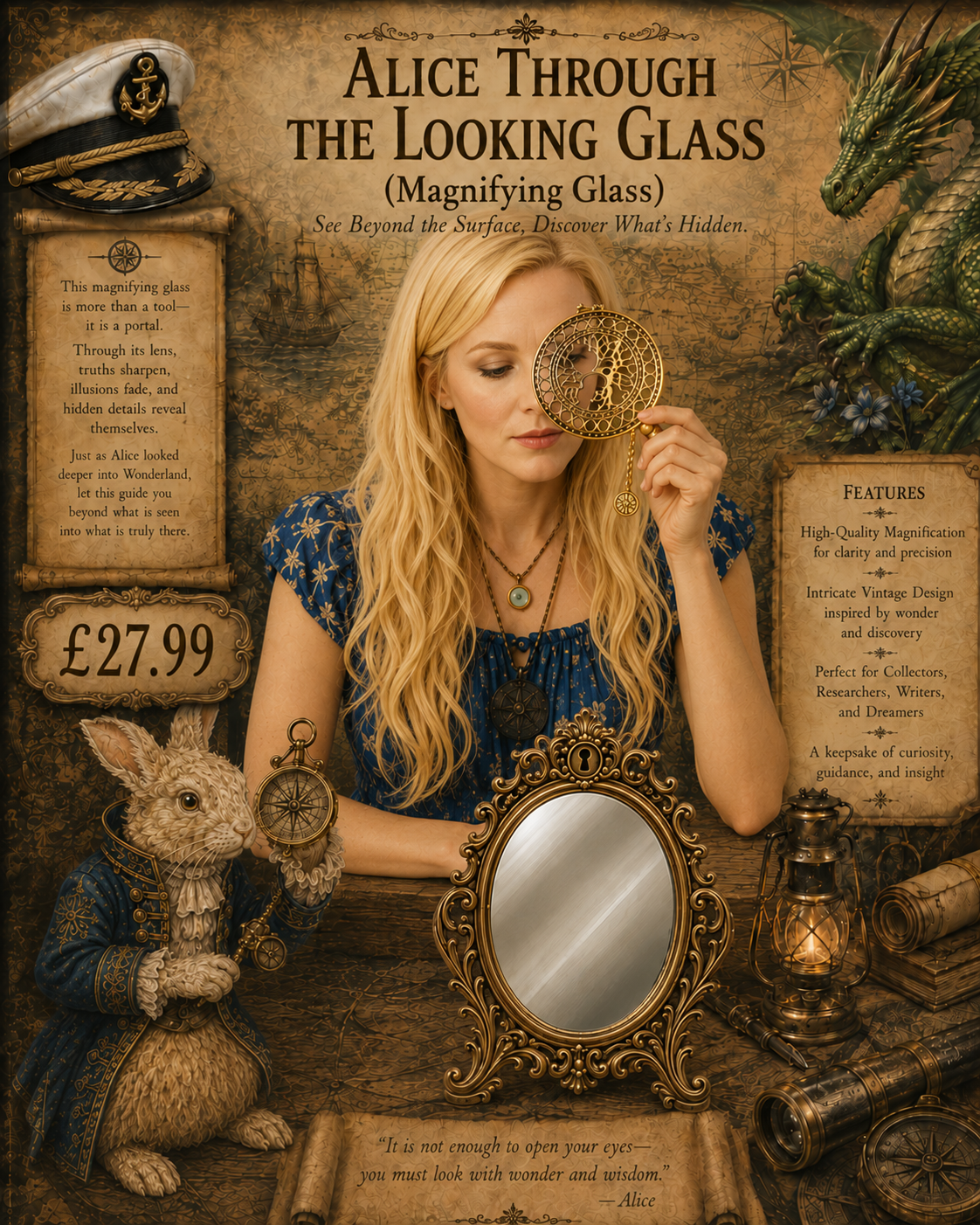 Alice Through the Looking Glass — Magnifier & Mirror Set